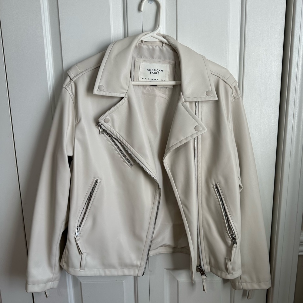 American Eagle Women’s Oversized Vegan Leather Biker Jacket